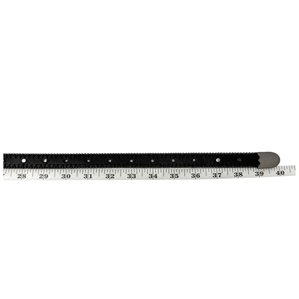 Western Beaded Studded Womens Belt Black Silver Tone Medium